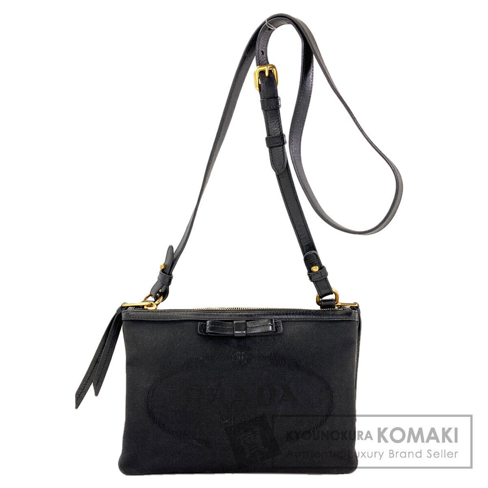 Prada Ribbon Shoulder Bag Canvas Leather